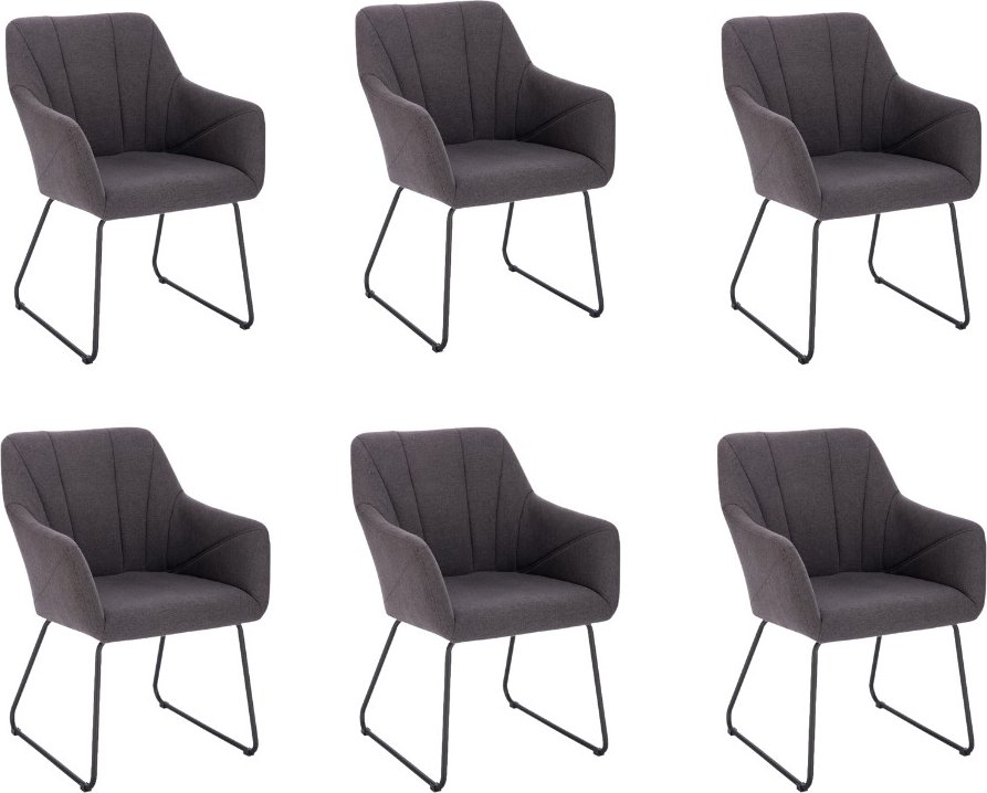 HOME DELUXE Armlehnenstuhl 6er Set PAKU – Anthrazit