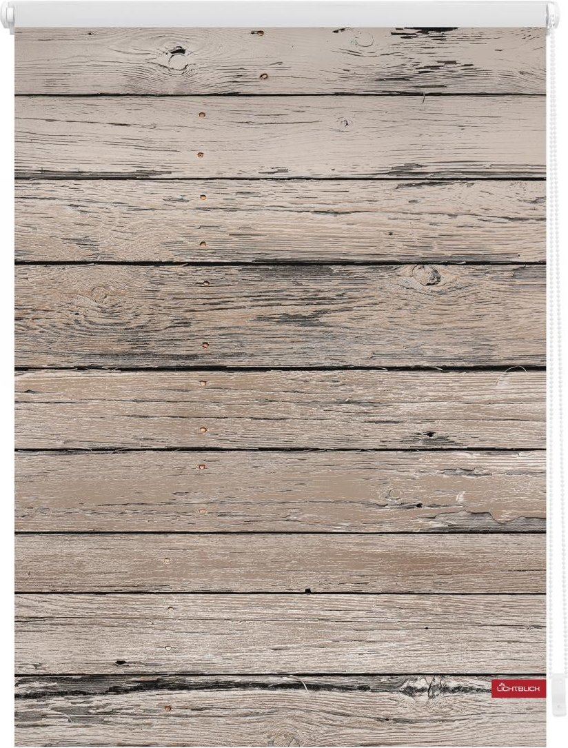 Rollo Klemmfix, ohne Bohren, blickdicht, Bretter-Vintage Braun, 90 x 150 cm (B x L)