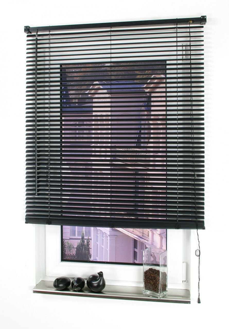 Thumbnail - Kunststoff-Jalousie, schwarz, 160 x 60 cm