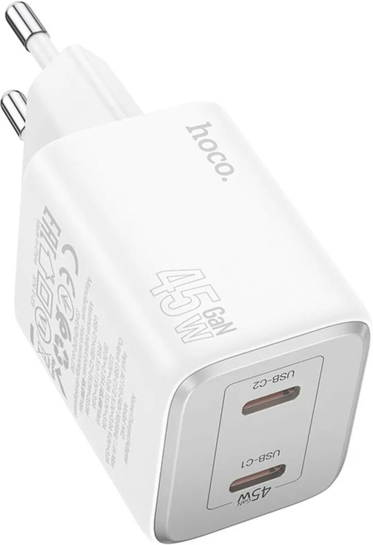 Thumbnail - Schnellladegerät in Weiß GaN-Ladegerät 45W 2x USB Typ C Anschlüsse PD QC