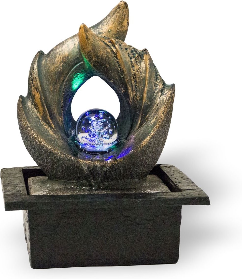 Zimmerbrunnen Elements mit LED-Beleuchtung, Feng Shui Dekobrunnen für Wohnung und Büro