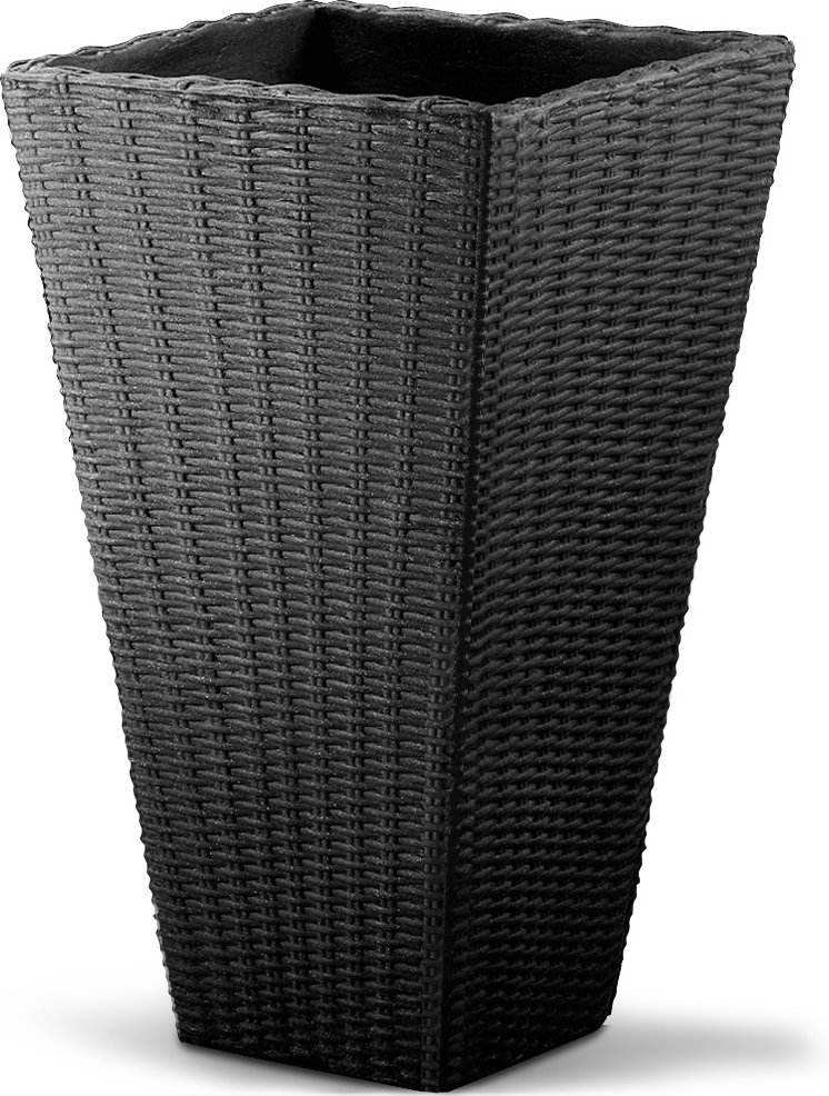 Deuba Blumentopf Anthrazit Polyrattan-Optik 70x40x40cm