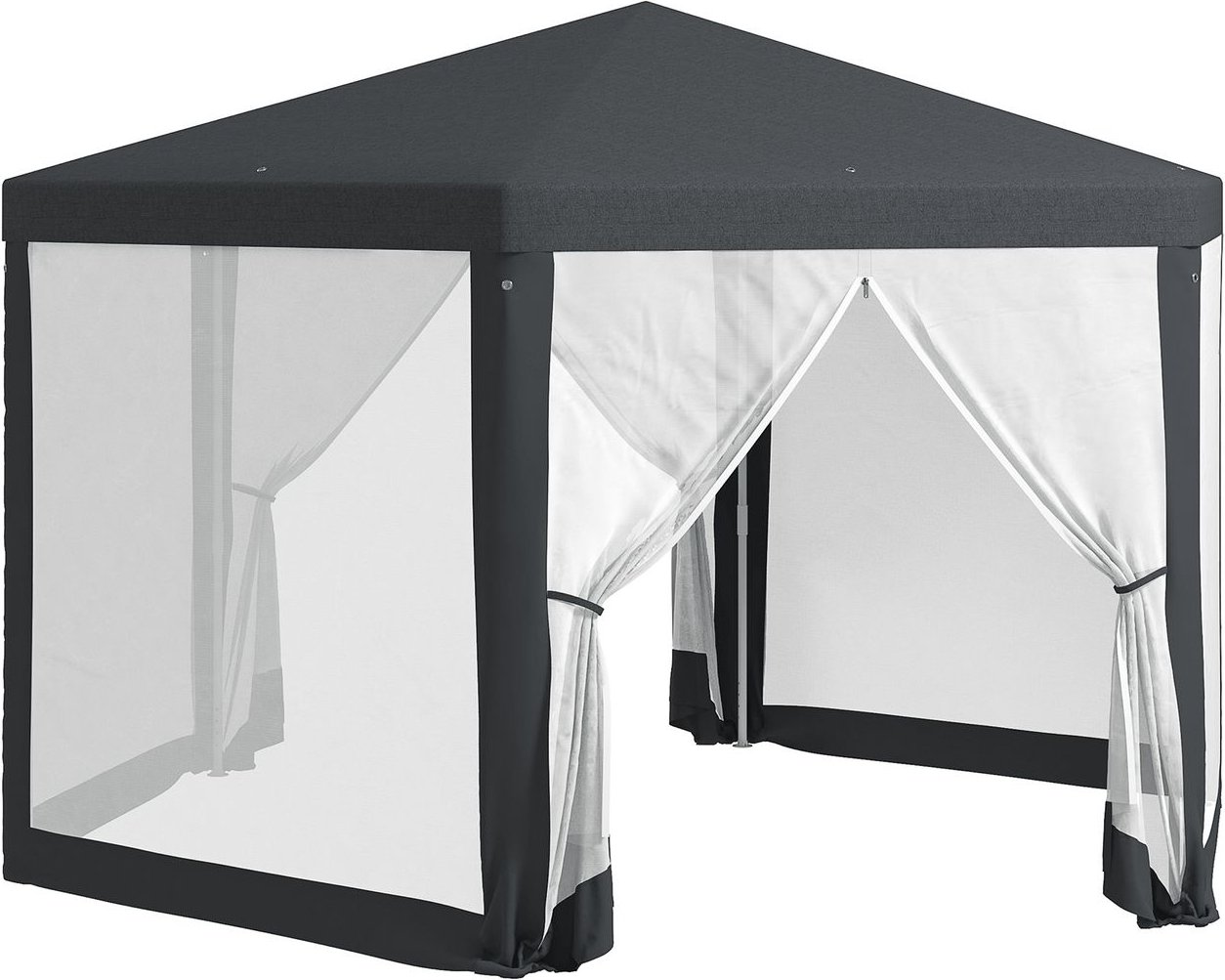Outsunny Gartenpavillon 3,94x3,412m 6-eckig Pavillon mit Moskitonetz Polyester