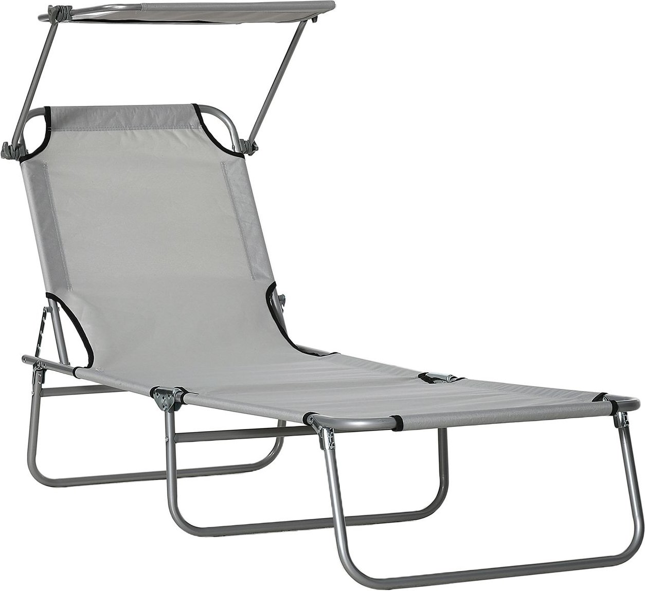 Outsunny Sonnenliege klappbar Gartenliege mit Dach, Liegestuhl wetterfest