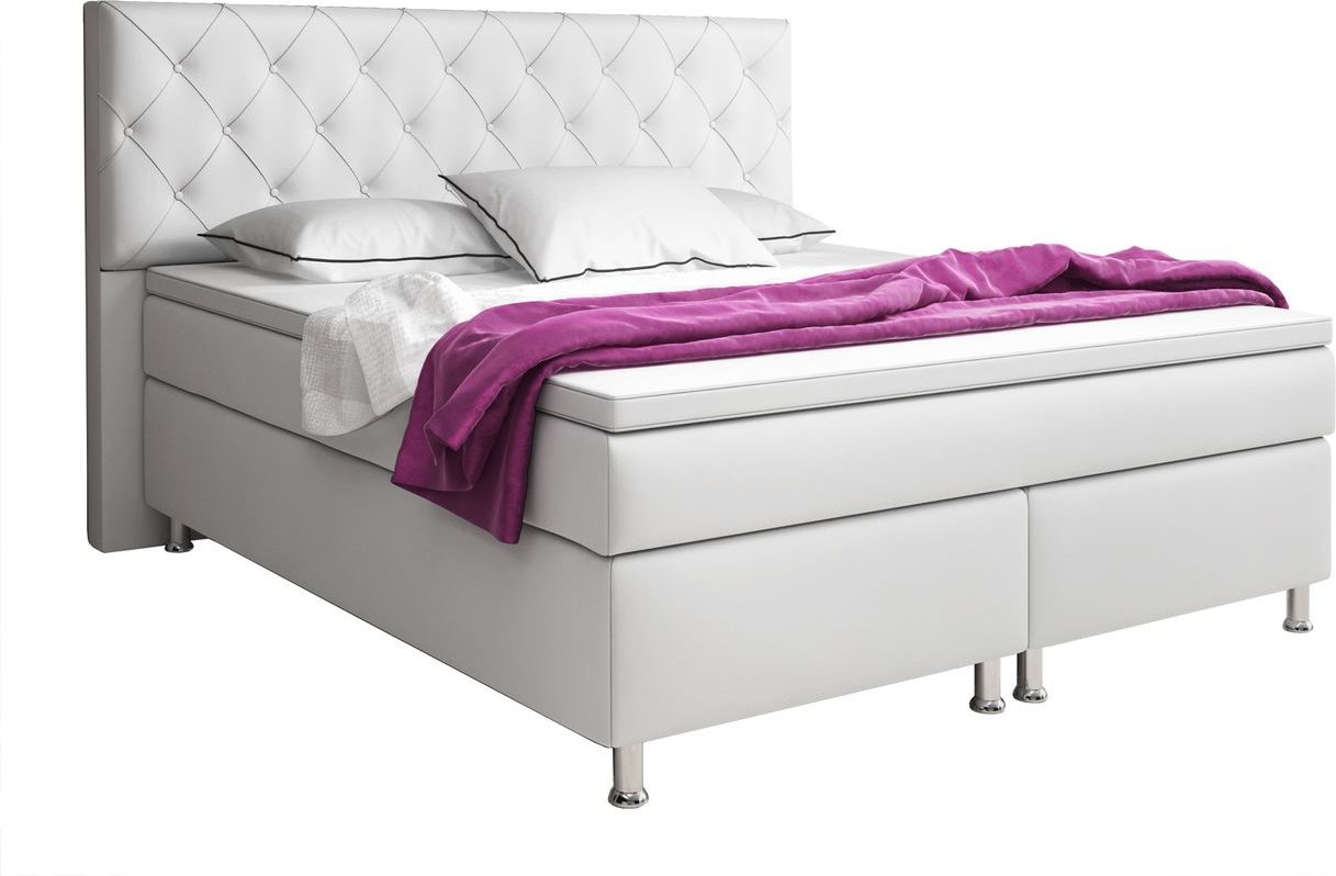 Boxspringbett Turin 180x200 cm Kunstleder Weiß