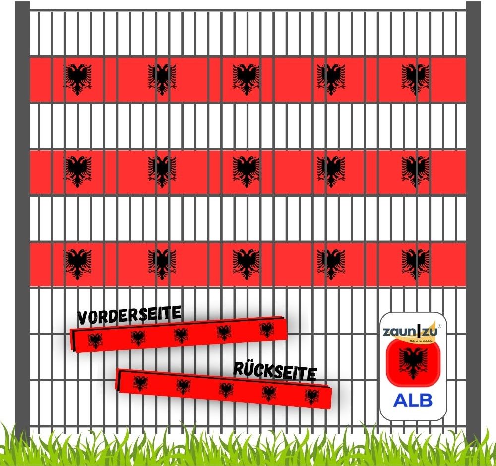 Sichtschutzstreifen Fanartikel Albanien für Doppelstabmatten Akzentstreifen 3 für 2