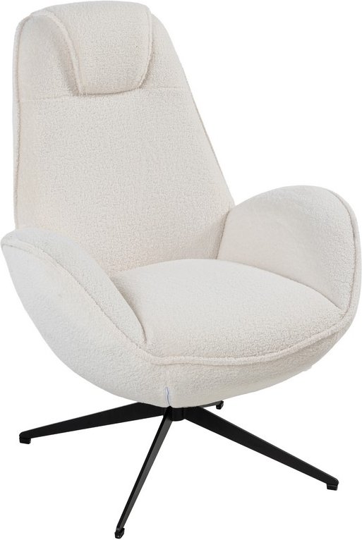 Drehsessel in weißem Teddy Stoff, ca. 85 x 85 x 102,5 cm - Weiß
