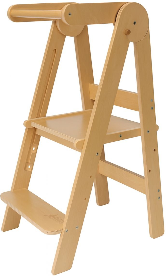 Montessori Lernturm klappbar aus Birkenholz, 3-fach höhenverstellbar