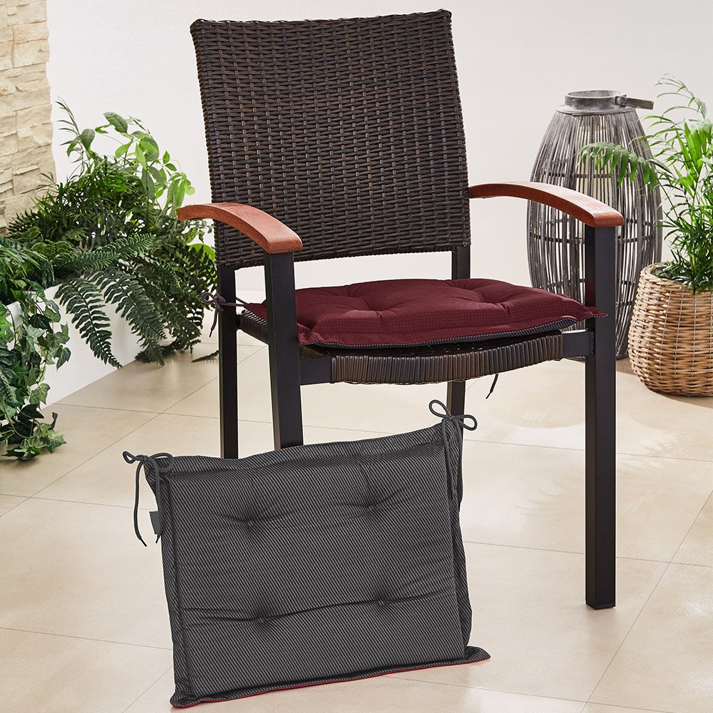 Wendeoptik-Stuhlkissen - Dunkelrot/Anthrazit - 2er Set