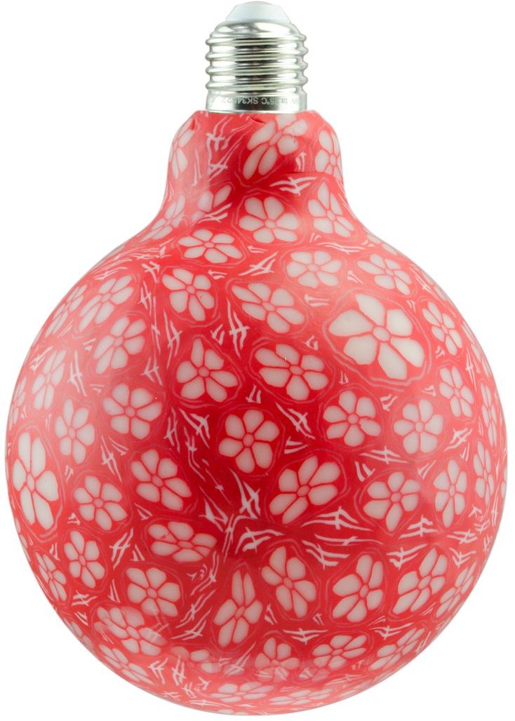 LED-Porzellankugel mit E27-Fassung und Blumenmuster in Rot G125 4W