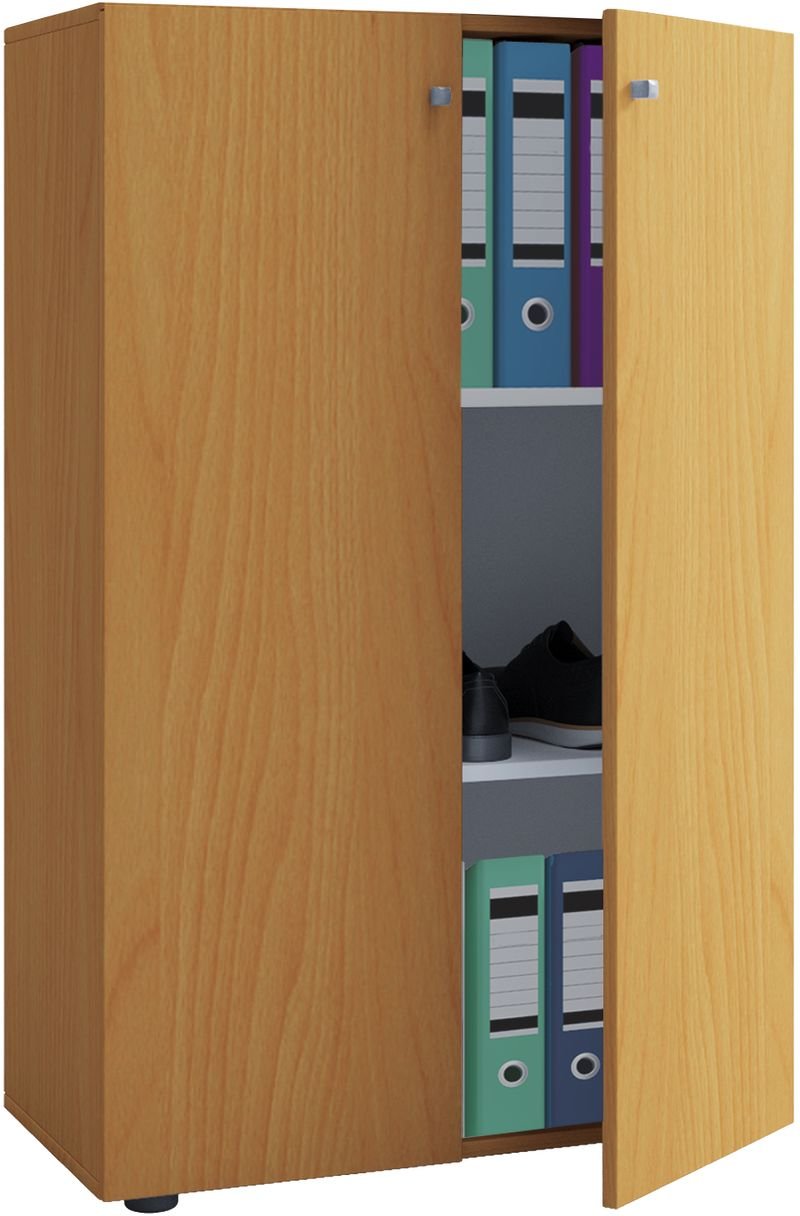 Büroschrank Lona 3-Fach mit Drehtüren Buche