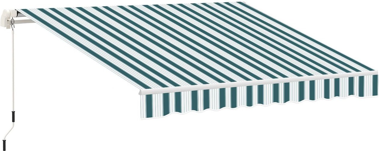 Gelenkarmmarkise 395 cm mit Handkurbel Sonnenschutz Wandmontage Balkon Alu Weiß+Grün 395 x 245 cm