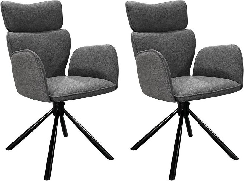 byLIVING Stuhl SEATTLE, 2-er Set, Breite 60 cm, Webstoff anthrazit, Gestell schwarz