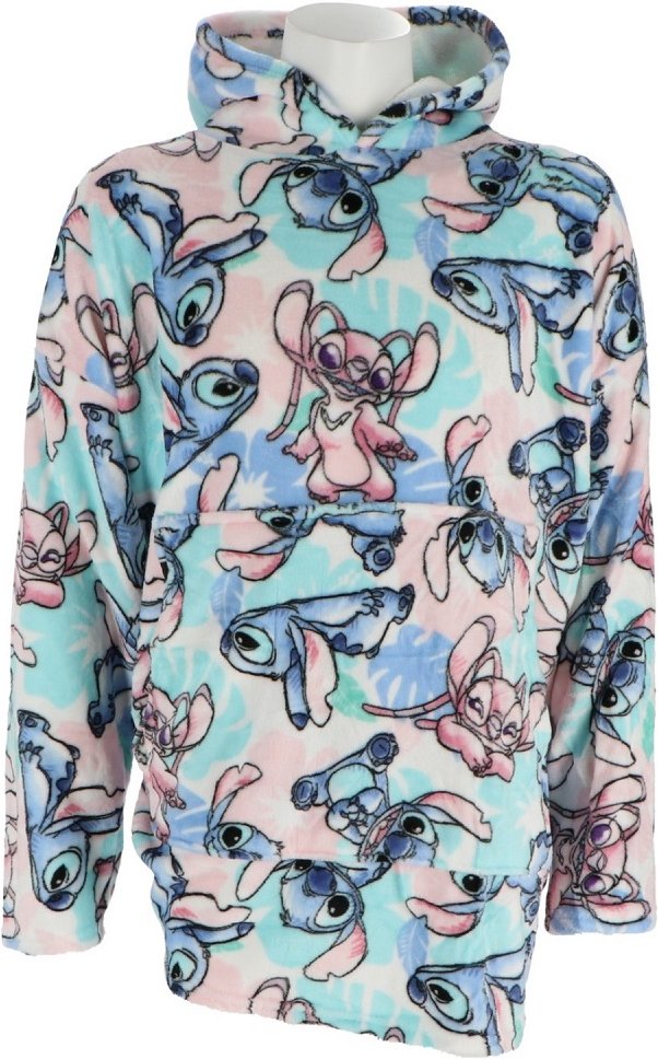 Lilo & Stitch Kapuzendecke – Flauschige Decke zum Anziehen, Türkis