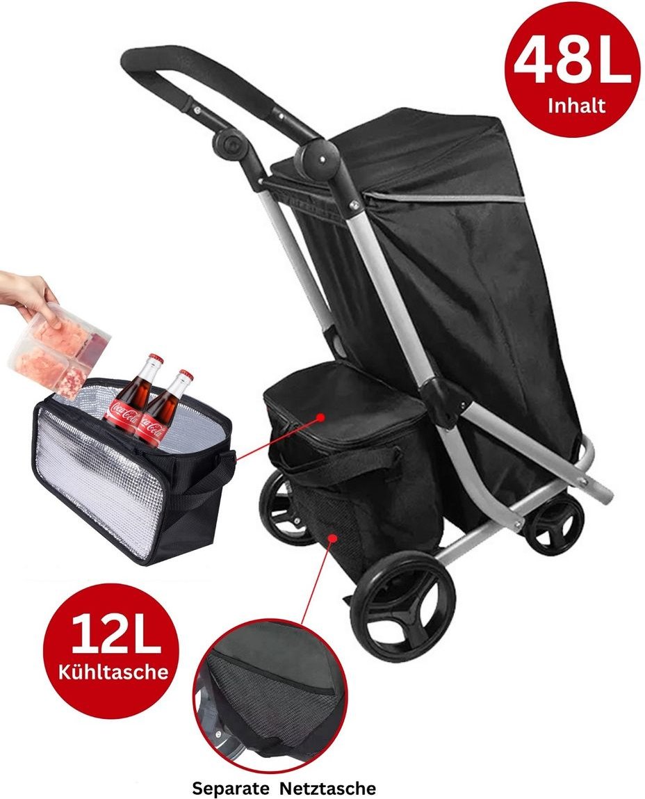 Einkaufstrolley mit 48¿L Tasche & 12¿L Kühlfach