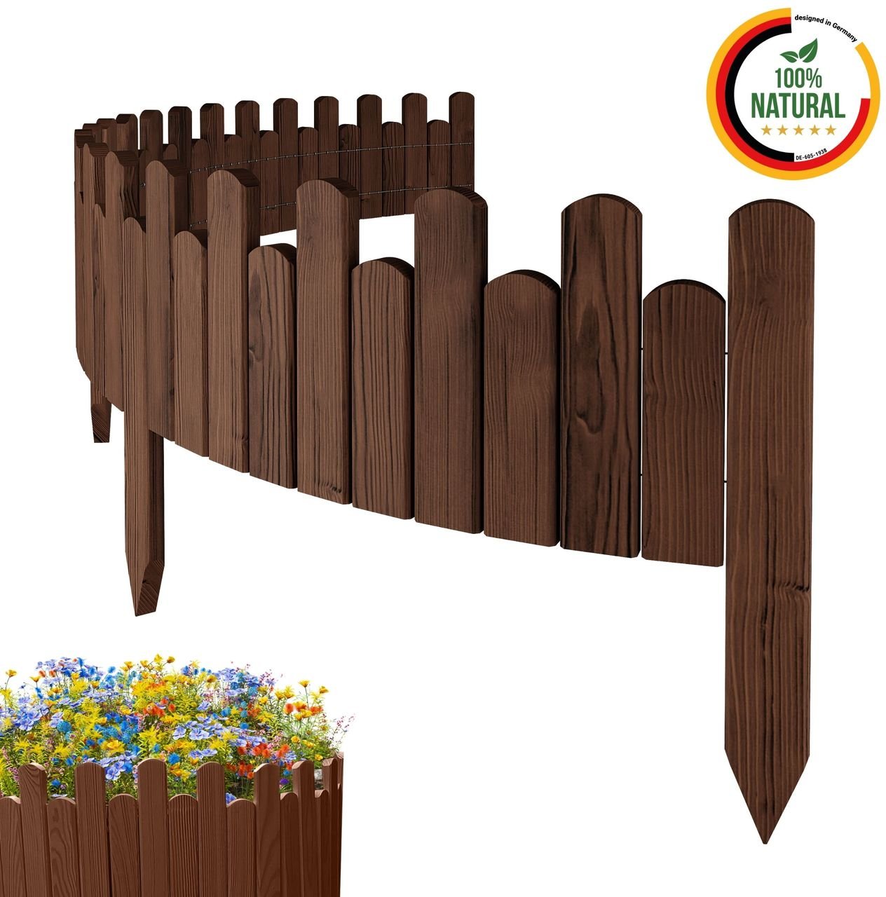 Beeteinfassung, ca. 200cm x 20 cm - Braun