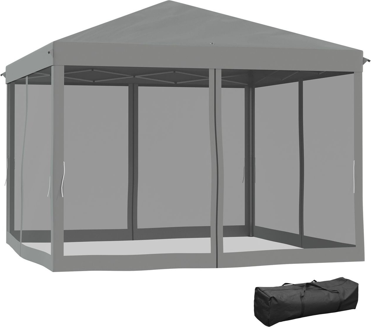 Faltpavillon Pavillon Faltzelt Garten mit Seitenwänden 3x3m Hellgrau