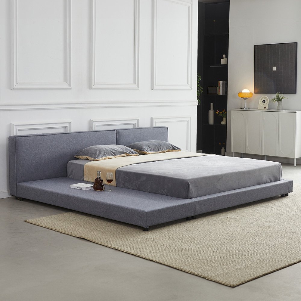 HOME DELUXE Bett mit Ablage GALAXIS Grau - 180 x 200 cm