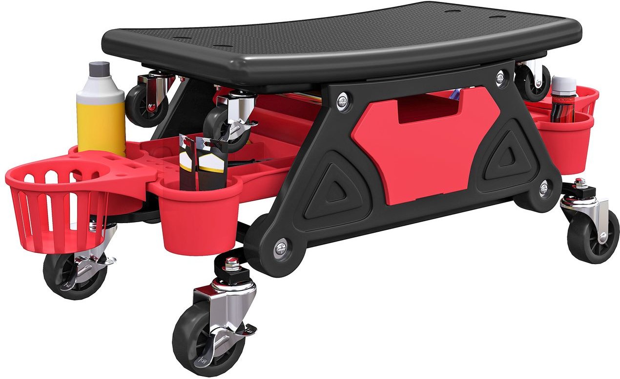 Werkstatthocker mit Rollen abnehmbar Sitz, Ablagefläche, 33cm hoch