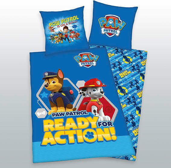 Paw Patrol Bettwäsche blau Größe 80x80 + 135x200 cm