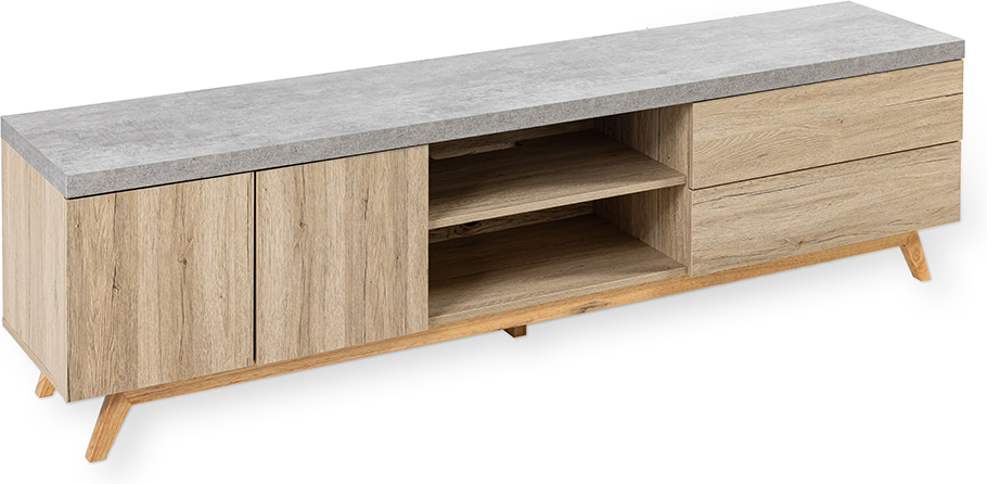 TV-Schrank mit Schubladen und Push-Open-Funktion, ca. 200 x 39,5 x 53 cm – Betonoptik