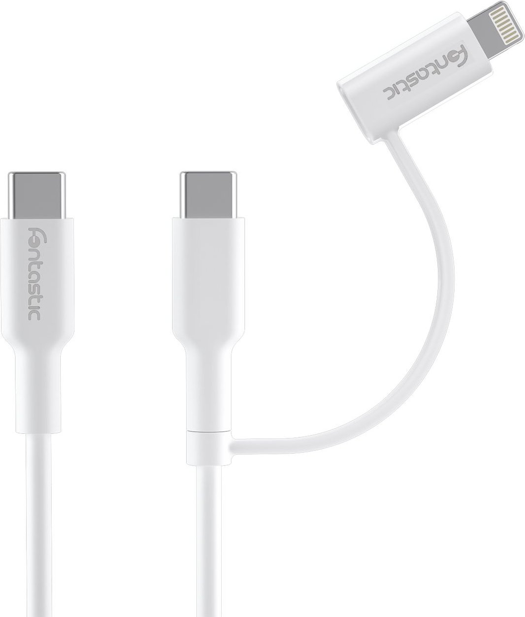 2in1 Datenkabel Typ-C > Typ-C +Lightning Farbe: Weiß