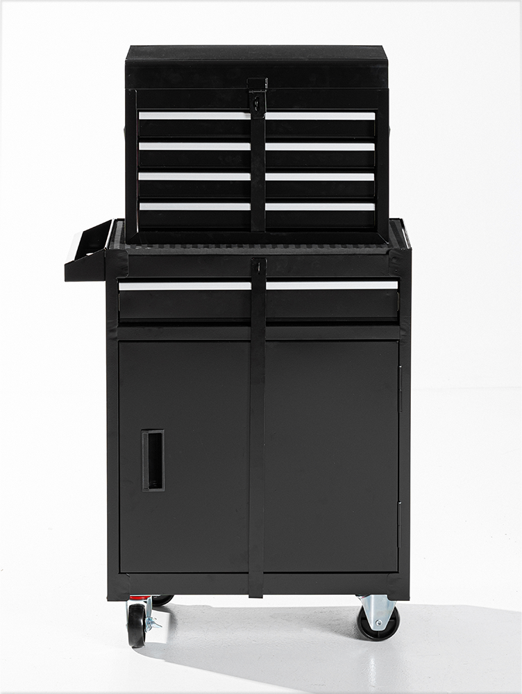 2 in 1 Werkstattwagen, 5 Schubladen - Schwarz