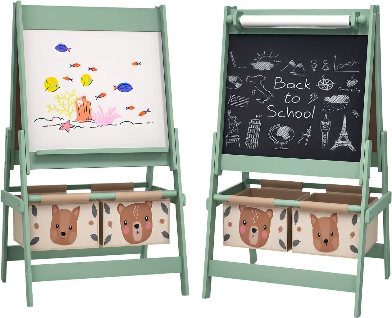Kindertafel, 3 in 1 Kinder Staffelei, Doppelseitige Standtafel mit Papierrolle