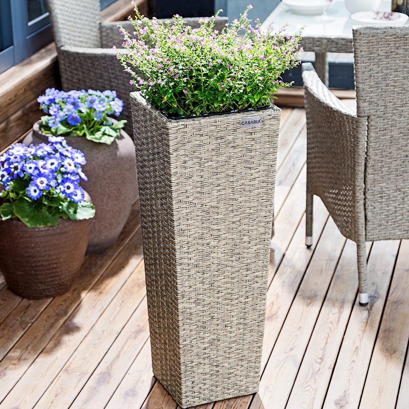 Blumenkasten Polyrattan 80x30x30cm 61x24,5x24,5cm 41x21x21cm 3er Set creme