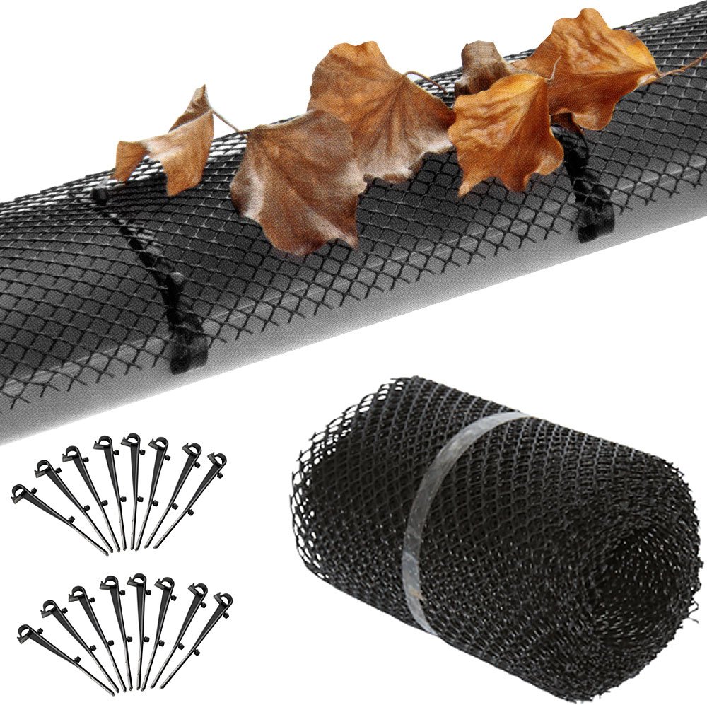 Deuba Dachrinnenschutz 16 Clips 600 x 17,5cm schwarz