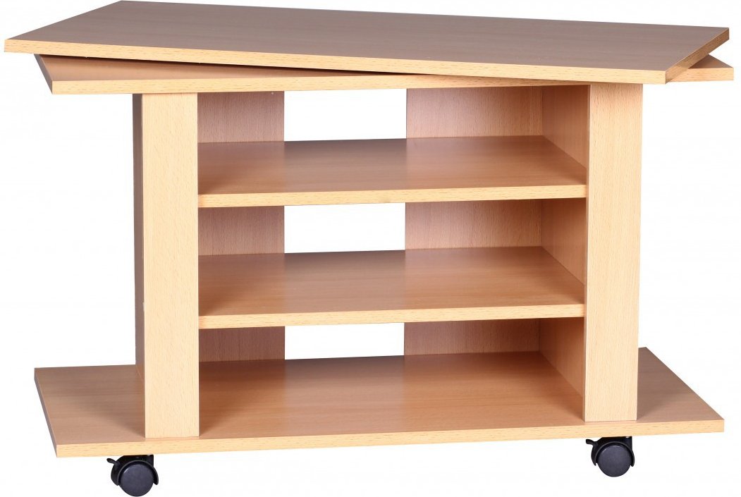 TV HiFi Bank Buche Fernsehtisch drehbar & rollbar 75 x 38 x 51 cm