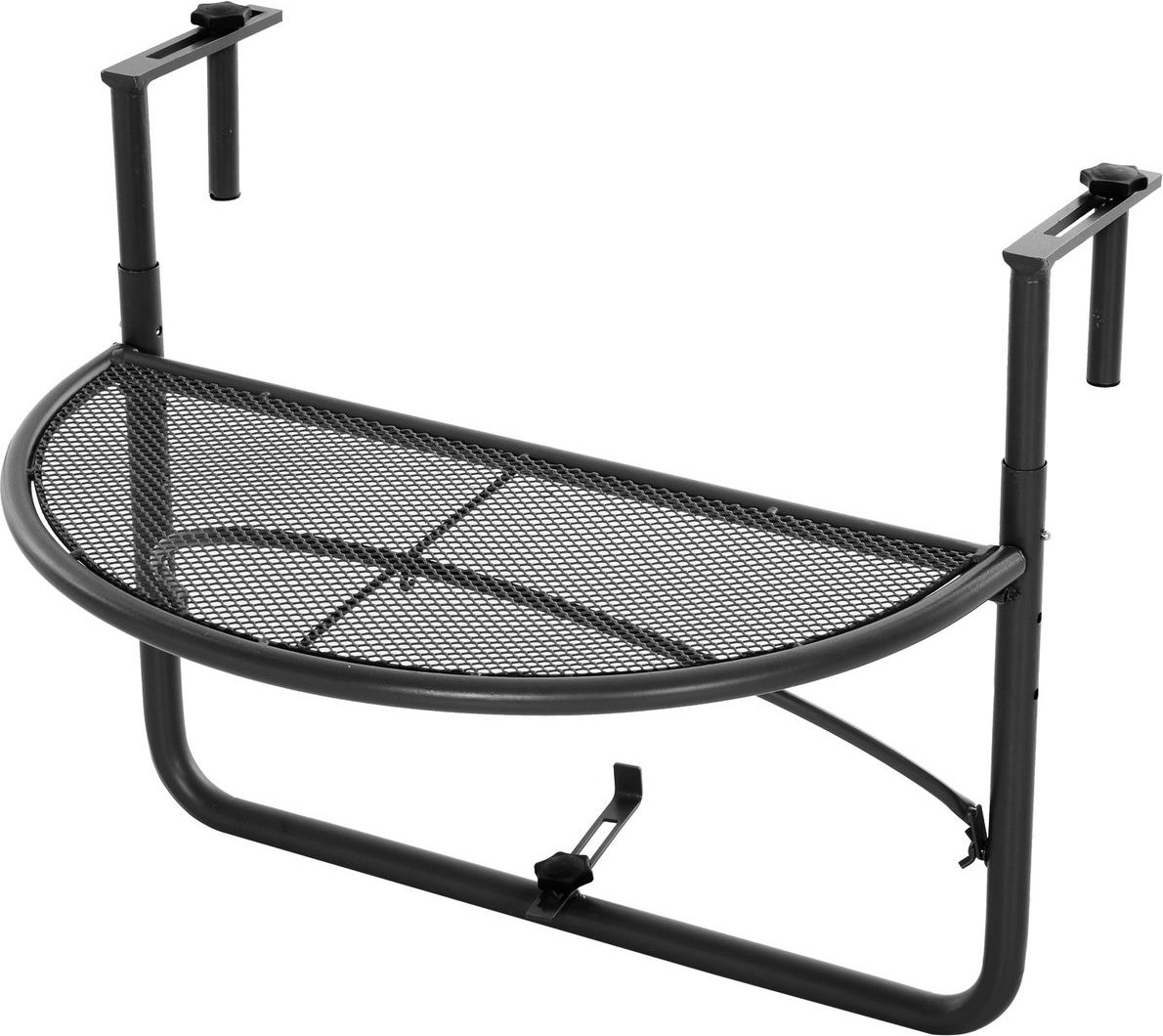 Balkonhängetisch Hängetisch höhenverstellbar halbrund Ø30 cm Terrasse Metall Schwarz L60 x B45 x H50 cm