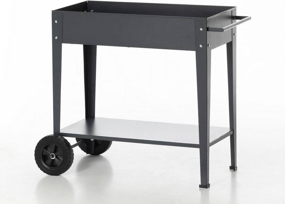 Metall-Hochbeet mit 2 PU Rädern - Anthrazit