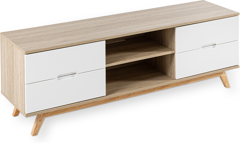 TV-Lowboard, ca. 150 x 40 x 50 cm - Weiß