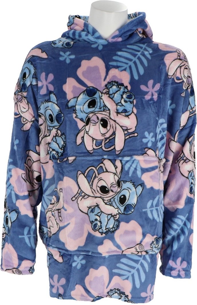 Lilo & Stitch Kapuzendecke für Erwachsene – Onesize Kuscheldecke/Blau