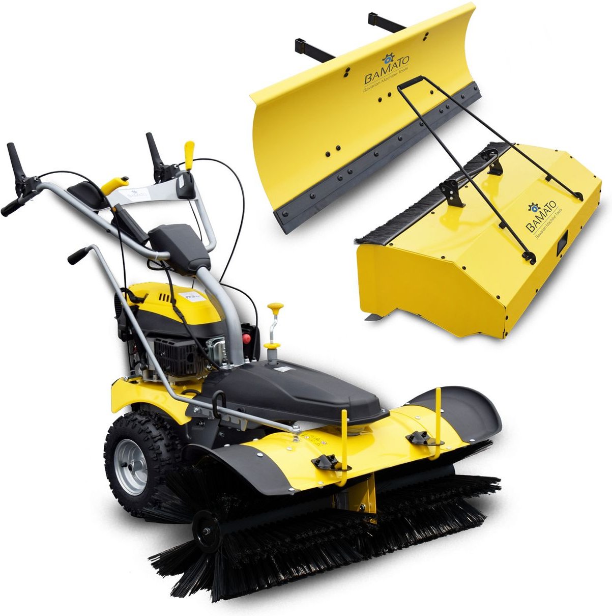 Kehrmaschine KEM-1000 mit Sammelbehälter / Schneeschild / E-Start