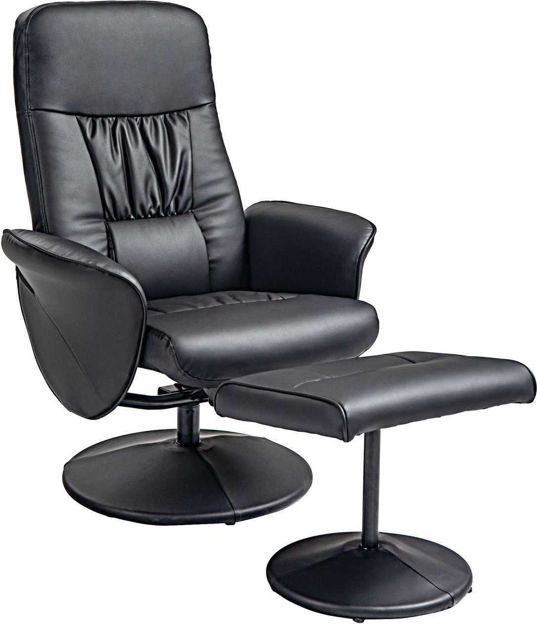 Relaxsessel mit Hocker, Fernsehsessel TV Sessel mit Liegefunktion Schwarz