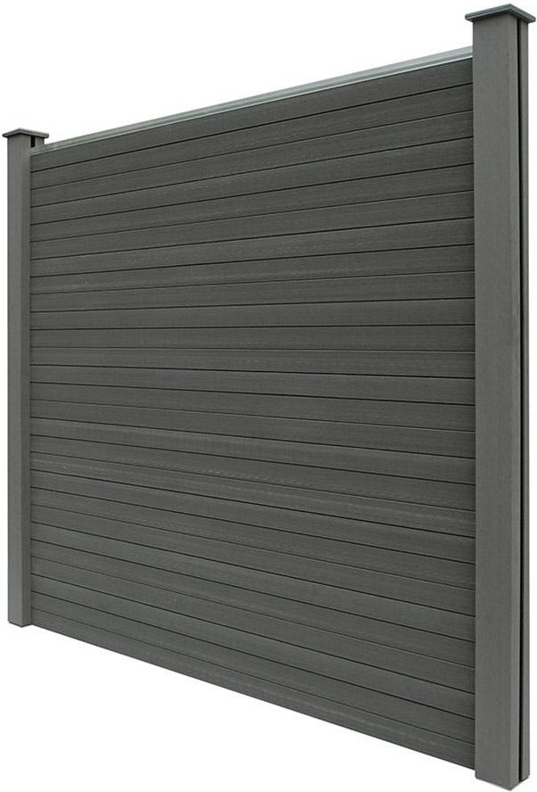 WPC-Sichtschutzzaun CORTEZA - 5x Element + 6x Pfosten - Grau