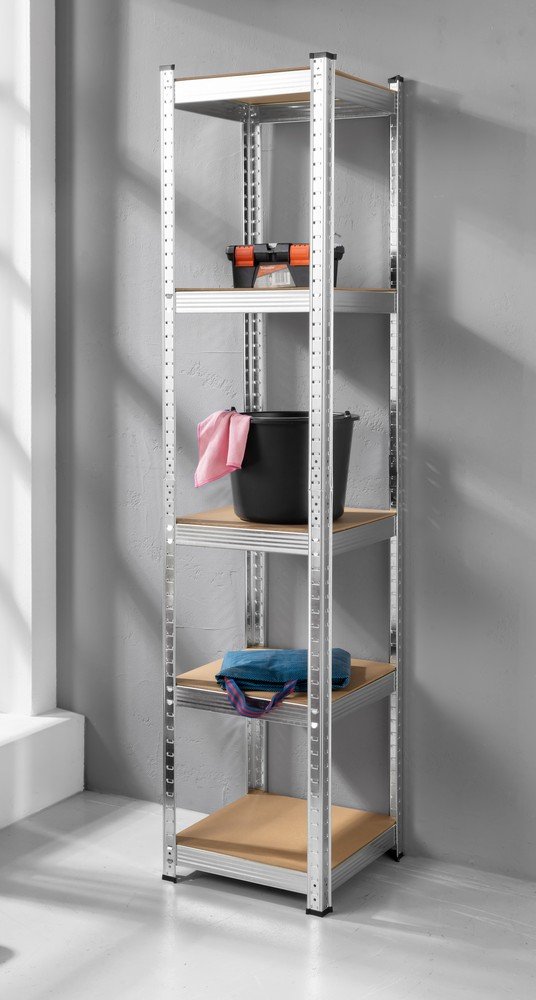 Schwerlastregal, 5 Ablagen je 75kg belastbar, 40 x 40 x 180 cm