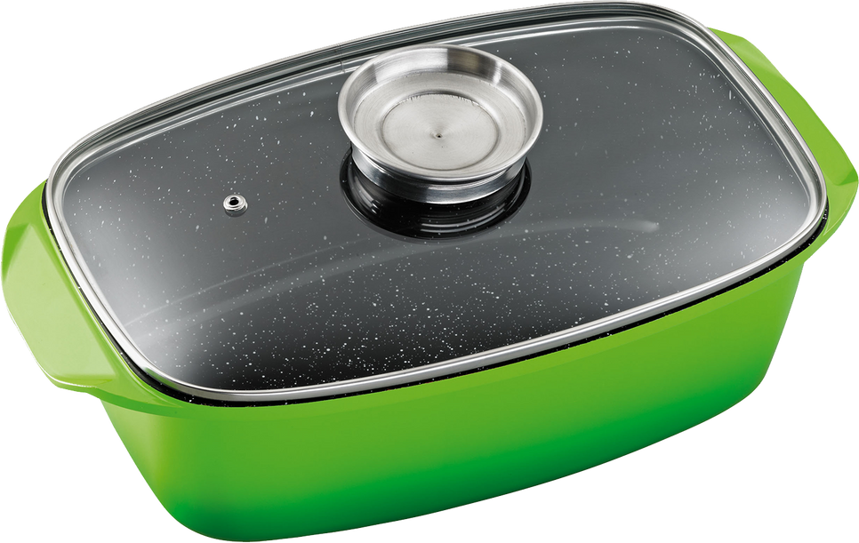 Bräter »5 Liter« GRÜN, Aluguss, Induktion, Aromaknopf