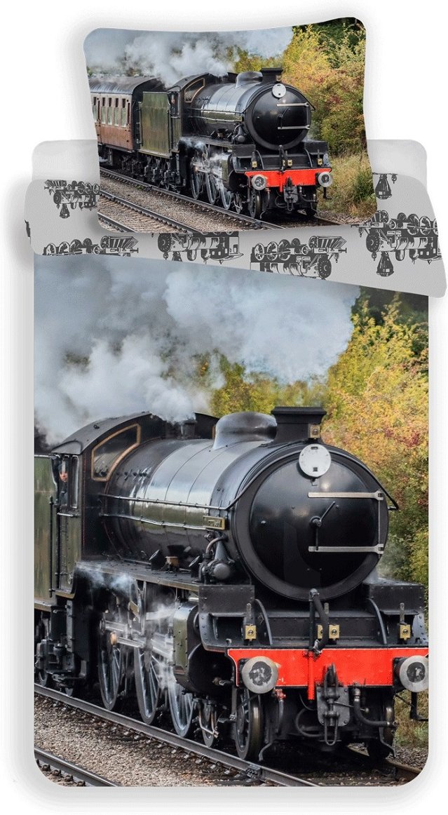 Kinder Bettwäsche Set Dampflok Motiv 140x200 cm