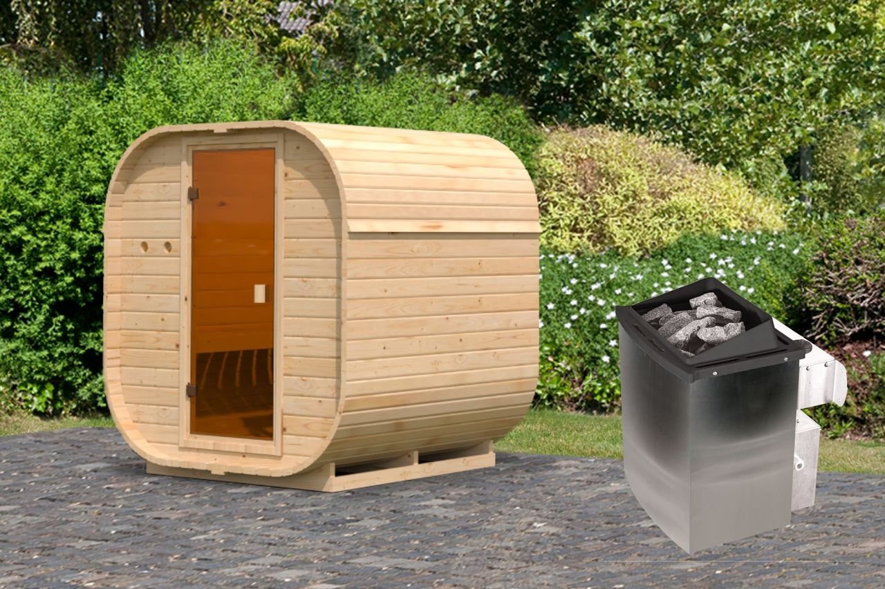 Fasssauna Leana inkl. Ofen 9 kW integr. Strg
