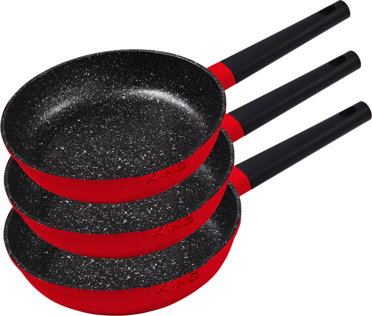 3tlg. Bratpfannenset« SHINE-RED Induktion, 20+24+28cm