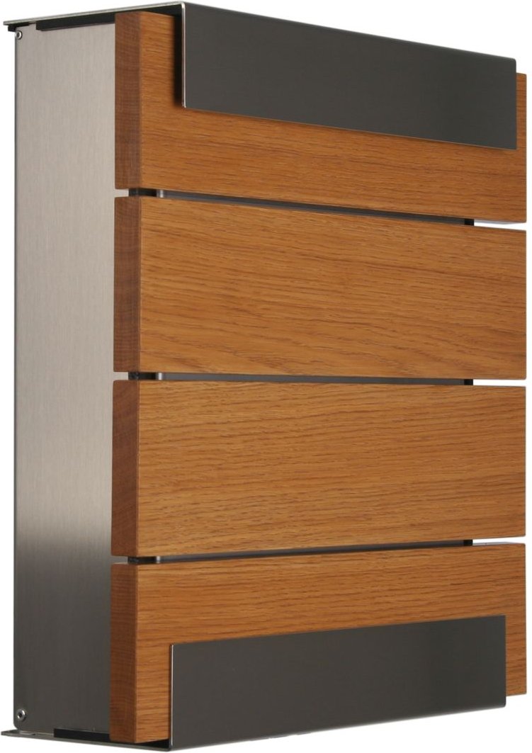 Keilbach Briefkasten, Edelstahl, Holzfront Eiche