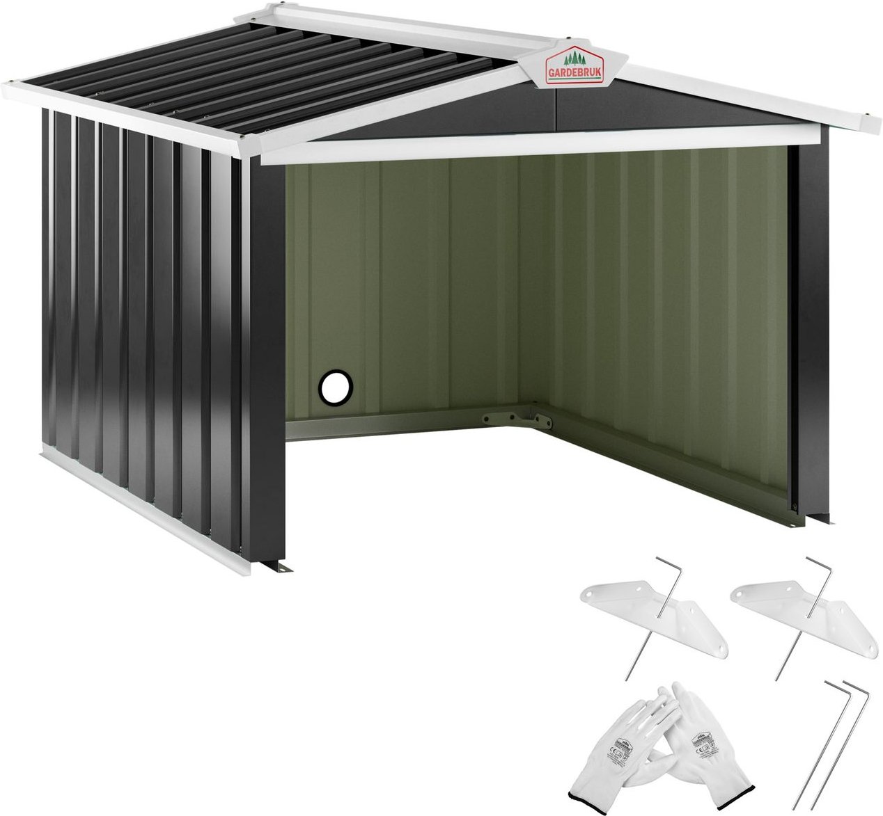 Gardebruk Mähroboter Garage Anthrazit Metall 86x100x63cm