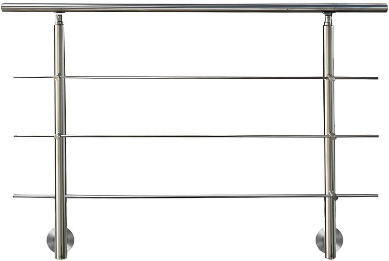 Treppengeländer Set - ca. 110x 120 cm, Edelstahl inkl. 3 Querstäbe und 2 Pfosten seitliche Montage