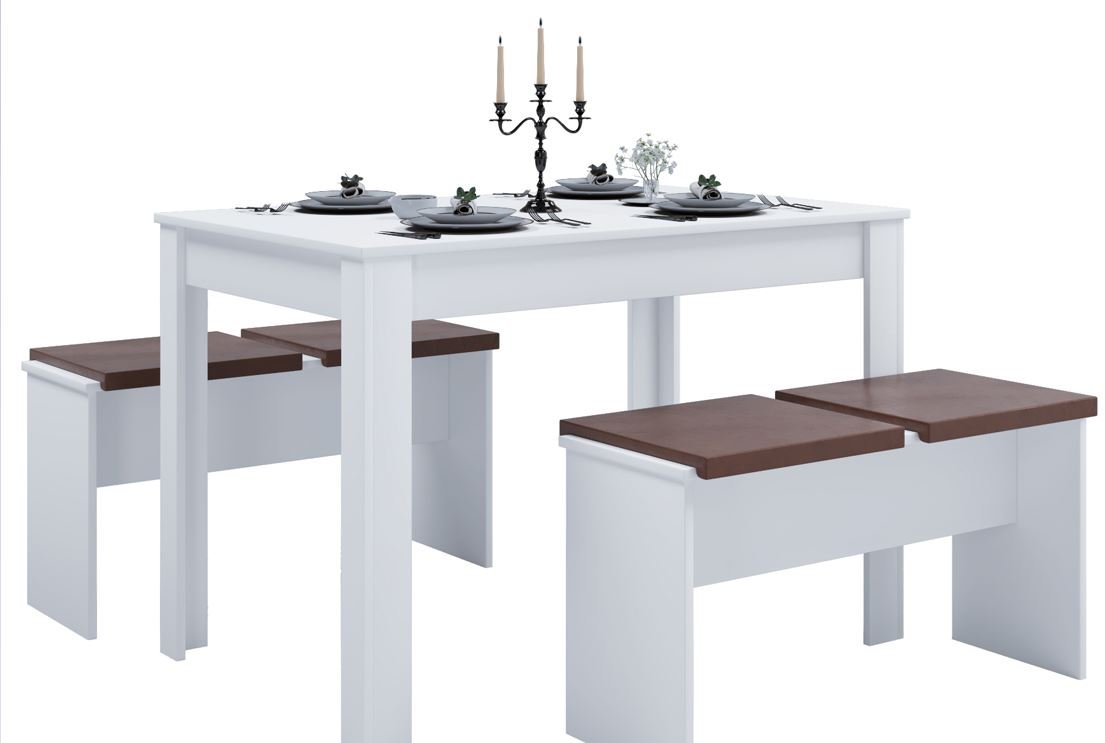 Thumbnail - Esstisch-Gruppe "Esal XL" Weiß