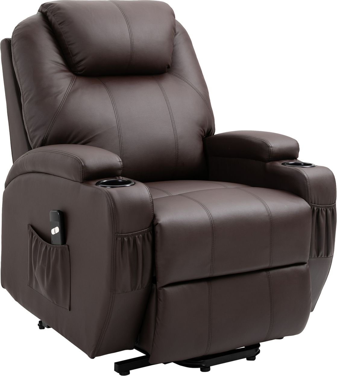 Sessel mit Aufstehhilfe Relaxsessel Kunstleder Metall Kaffee-Braun