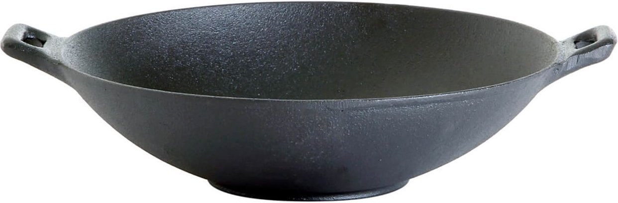 Thumbnail - Gusseisen-Wok mit zwei Griffen, rund, schwarz, 37 cm (mit Griffen Ø 44 cm)