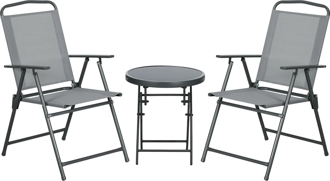 Sitzgruppe 3tlg., Klappbares Balkonmöbel-Set inkl. 1 Tisch, 2 Stühlen